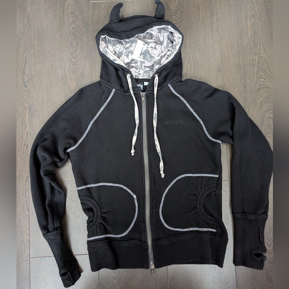 Vexy Zipup Hoodie With Devil Horns